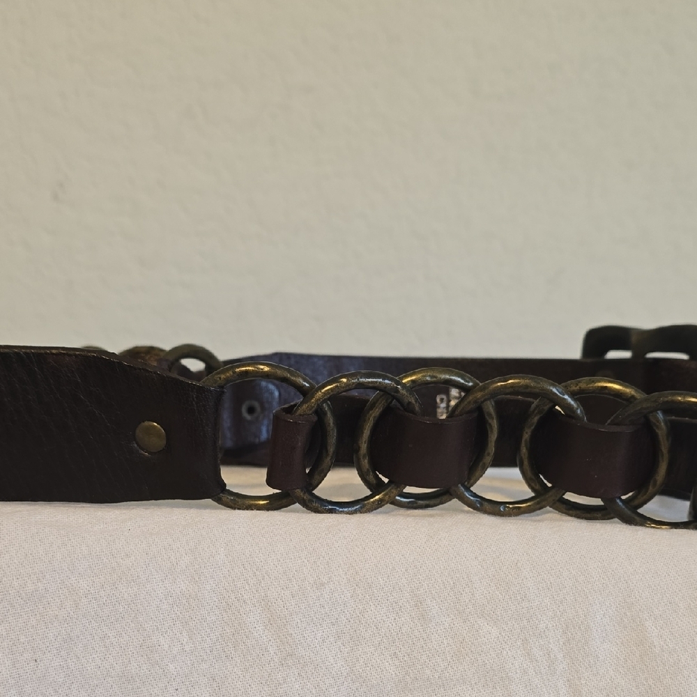Express Dark Brown Leather Belt. Size Small - Picture 7 of 12